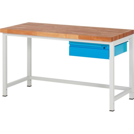 Etabli réglable en hauteur STIER Premium avec 1 tiroir, lxPxH 1 500x700x840-1 040 mm, RAL 7035 / RAL 5012