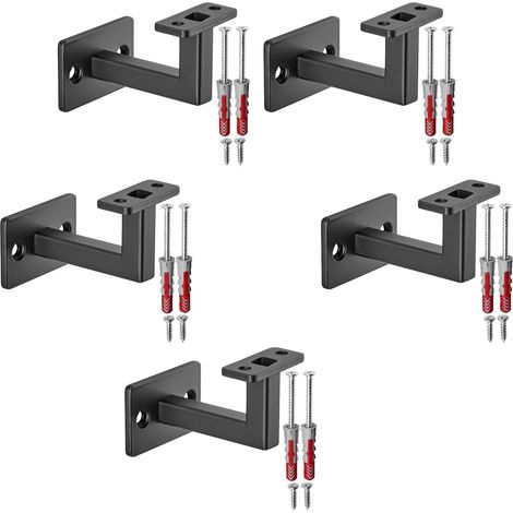 SOTECH Handlaufhalter NOBLE 90° Stahl schwarz pulverbeschichtet 58 x 58 x 75 mm Geländerhalter eckig Halter für Treppengeländer, 5er Set