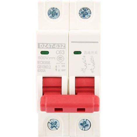 Mini photovoltaic circuit breaker DC 2V-500V 63A - Solar panel protection - Model DZ47-63Z-2P - Easy installation (1/4)