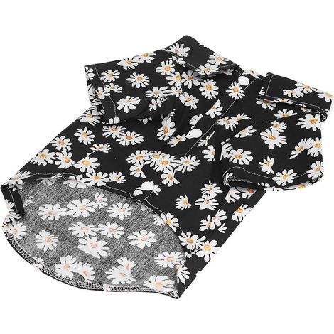 T-shirt pour chien à imprimé marguerites, doux, respirant et flexible, pour petits chiens et chats XZCS03 Noir L (1/2)