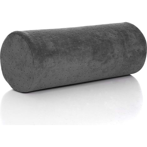 Oreiller cylindrique cervical rond avec housse amovible et lavable, conçu de façon ergonomique pour la tête, la nuque, le dos et les jambes, gris-AquaForge (1/4)