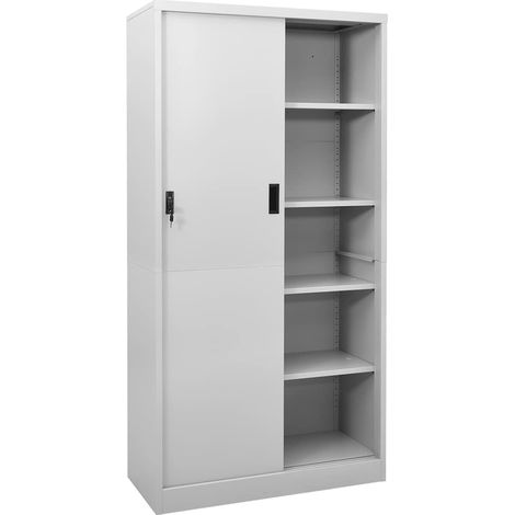 Maison Exclusive - Büroschrank mit Schiebetür Hellgrau 90x40x180 (1/5)