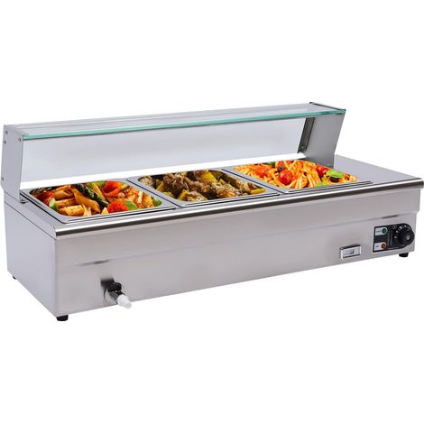Chauffe-plat électrique Chafing, récipient chauffant pour restaurant 3 casseroles de grande capacité 6 l avec régulateur de température de 30 à 80 °C