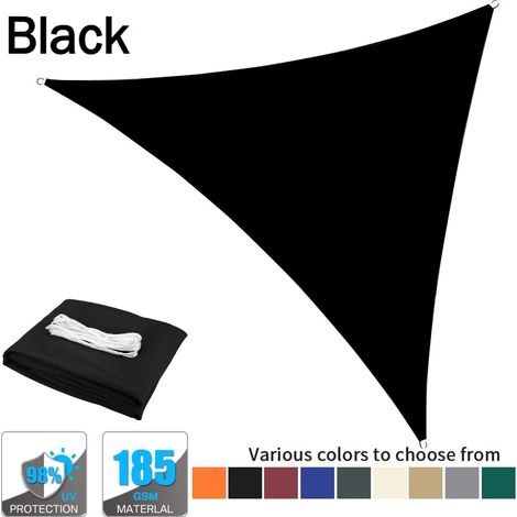 (Noir, 2x2x2M) Voile d'ombrage triangulaire imperméable, protection UV à 98%, convient aux jardins de pergola extérieurs. (1/5)