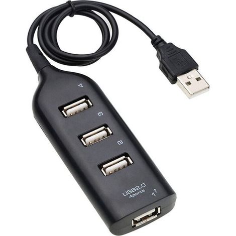 （Noir）USB 2.0 RéPartiteur de Multi-USB Haute Adaptateur de USB 4 Ports pour RéCepteur D'Ordinateur Portable Accessoires Informatiques (1/4)