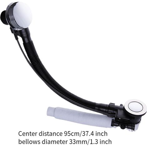 Tuyau de vidange flexible pour baignoire avec fonction de trop-plein pour salle de bain et cuisine, entraxe 53 cm (1/4)
