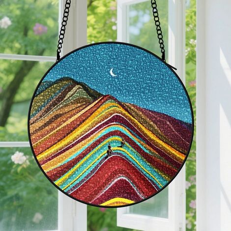 9cm Suspension en Vitrail, Attrape-Soleil Artistique Minimaliste Unique Coloré pour Fenêtre, Cadeau Fête des Mères pour Maman (1/5)