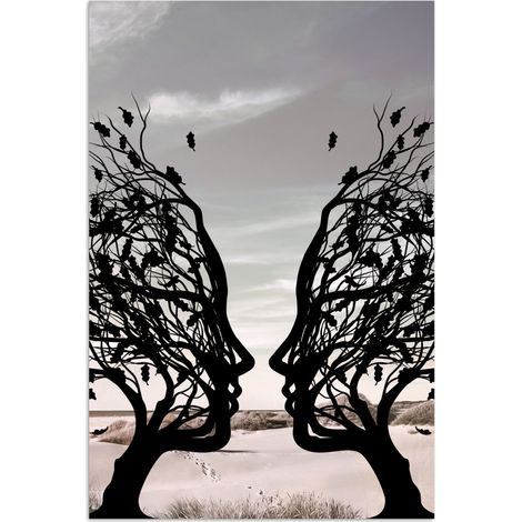 AFFICHE Plage - Mer - Personnes - Arbre - Art moderne Tableau Décoration Murale 80x120 cm (1/4)