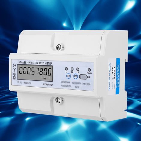 Compteur d'énergie triphasé 4 fils RS485 avec affichage LCD de la tension, du courant, de la fréquence et du facteur de puissance (1/5)