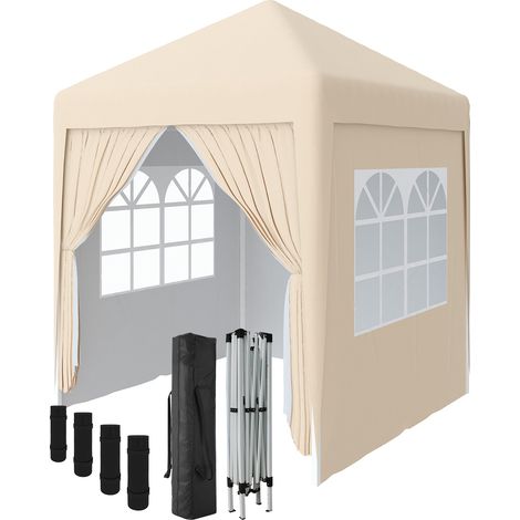 2 x 2m Garden Pop Up Gazebo Marquee Patio Canopy Wedding Party Tent- Beige