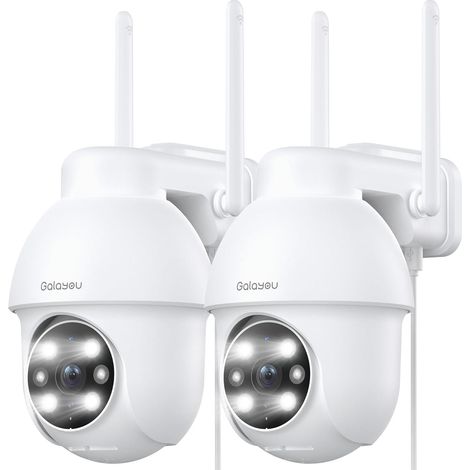 GALAYOU 2K Camera Surveillance WiFi Exterieure PTZ, Caméra de Surveillance Extérieur 360° Étanche, Vision Nocturne en Couleur, Suivi Intelligent, Alerte instantanée, Alexa, Y4, Lot de 2 (1/5)