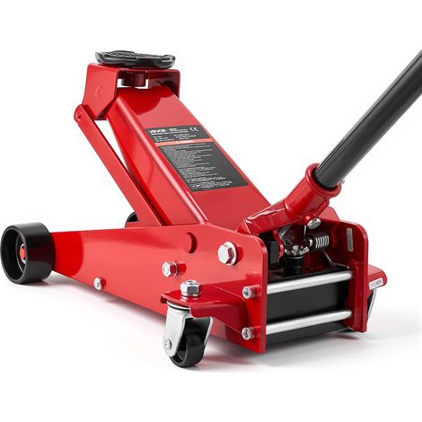 VEVOR Cric Idraulico a Carrello 3 Tonnellate a Basso Profilo, Cric Idraulico da Pavimento in Acciaio, a Pistone Singolo, Altezza di Sollevamento 130-500 mm, per Auto Sportivo, Berline, SUV e Pick-up (1/5)