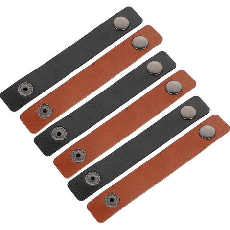 Bracelet en cuir microfibre véritable (lot de 6) pour enrouleur numérique et rangement de câbles. (1/5)