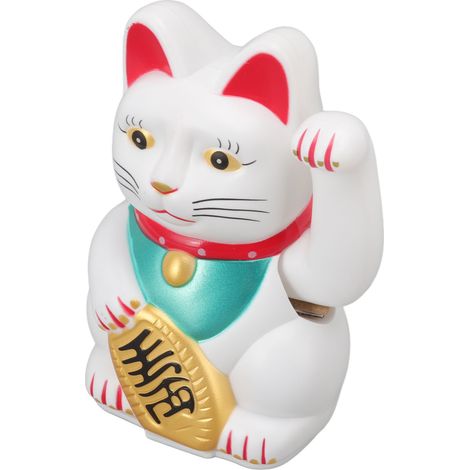 Chat porte-bonheur à piles, chat de bienvenue, chat de richesse, chat agitant la main, pour hôtels et restaurants, chat blanc de 12,7 cm (5 pouces), référence 0255C