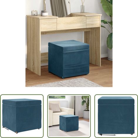 Hocker mit Kissen -  Hocker Blau 41 x 41 x 40 cm Samt und Engineering Holz (1/5)