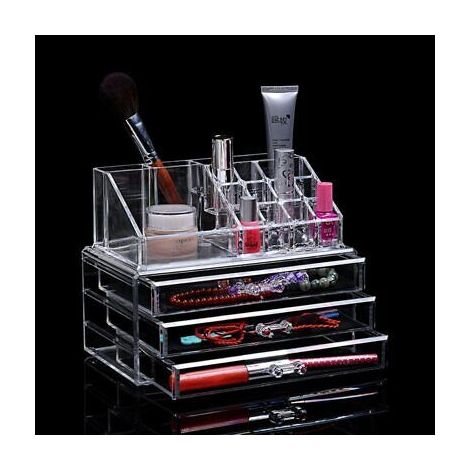 Espositore Organizer Porta Trucco Box Portagioie Cosmetici 3 Cassetti Art. 10254
