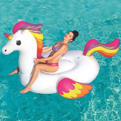 Trade Shop - 224 X 164 Cm Unicornio De Moda Gigante Montable Caballo Arco Iris - (1/5)