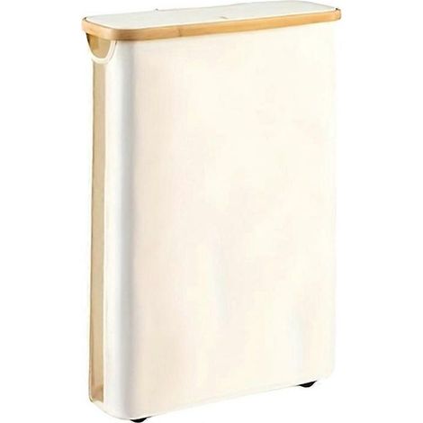 Boîte de rangement pour rouleau de papier toilette long (1 pièce), pliable, avec base antidérapante, idéale pour ranger le papier toilette dans la salle de bain (beige). (1/5)