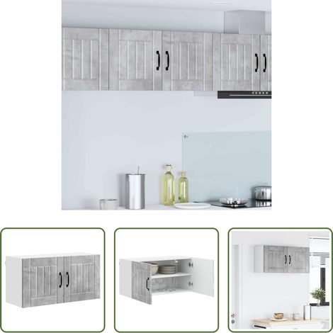 Küchenregal Beton Grau - Küchenschrank Beton Grau 80 x 31 x 40 cm Holzwerkstoff (1/5)