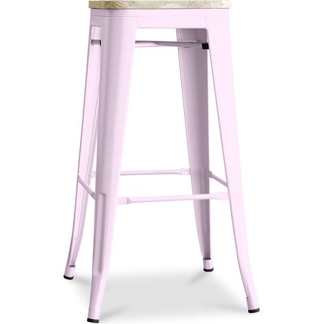 Industrial Design Bar Stool - Steel & Wood - 76cm - Stylix Pastel pink (1/5)