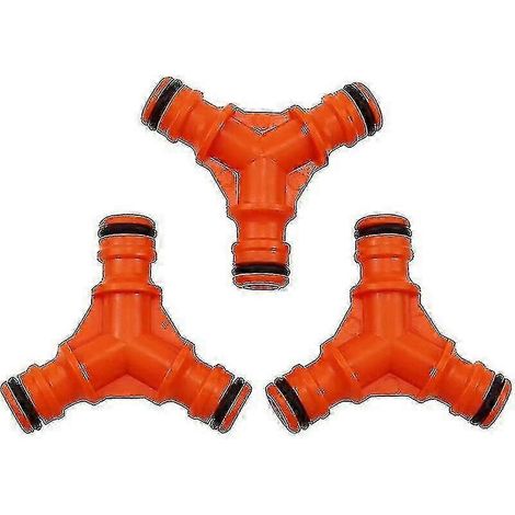 Lot de 20 raccords rapides à 3 voies pour tuyau d'arrosage, ressort en Y, ABS orange (1/5)
