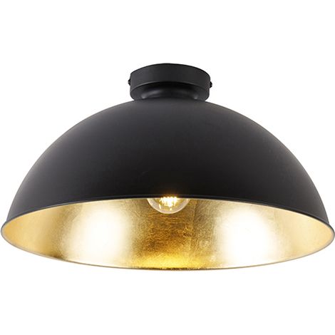 QAZQA magnax - Plafonnier - 1 lumière - Ø 42 cm - Noir - Rustique - éclairage intérieur - Salon I Chambre I Cuisine I Salle à manger