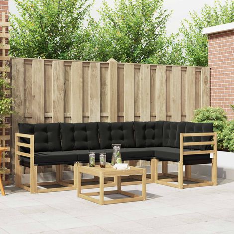 vidaXL Outdoor-Sofagarnitur mit Kissen 6 pcs Weiß und Schwarz (1/5)