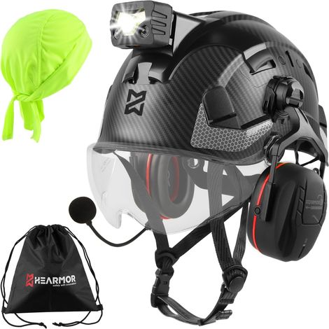 Höhenarbeiten Casque industriel pour adulte avec protection auditive active ABS Casque de protection certifié EN12492 Conforme EN397 Absorption des chocs et résistance à la pénétration Test (1/5)
