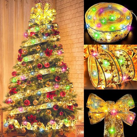 Cinta de luces LED para árbol de Navidad de 10 m y 100 LED, cadena de luces LED, decoración para árbol de Navidad, lazo de encaje DIY (1/5)