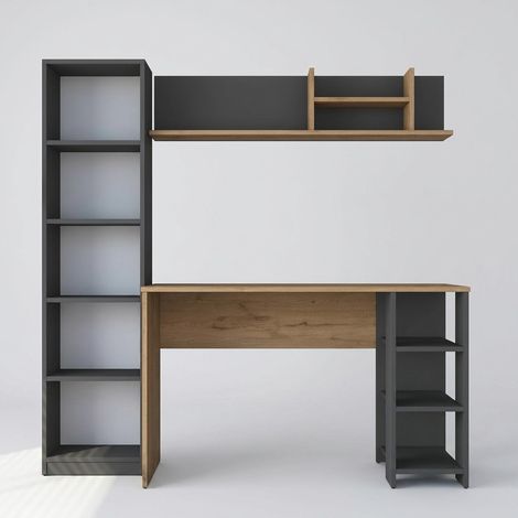 Schreibtisch mit Bücherregal und Wandregal Dorel