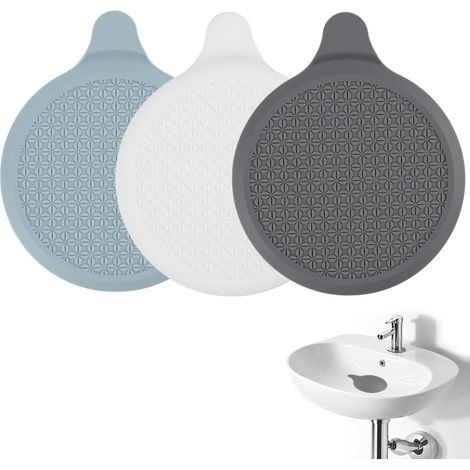 Bouchon d’Évier Silicone Universel 13 cm avec Ventouse, Lot de 3 Bouchons de Drain pour Douche Baignoire Lavabo Cuisine, Anti Fuite Anti Odeur, Flexible Réutilisable Gris Blanc Bleu (1/5)