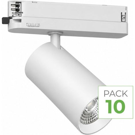 Pack de 10 - Spot LED sur Rail COB Triphasé 10W 36° Blanc - Garantie 5 ans - Blanc Chaud - SILUMEN (1/5)