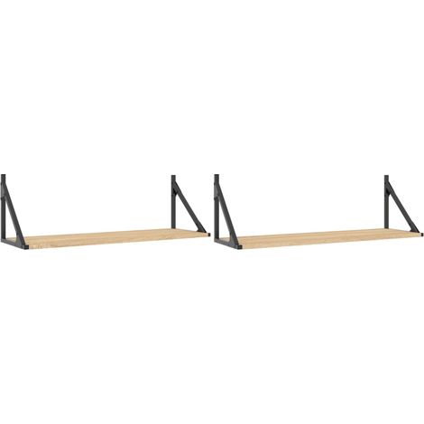Étagères murale Étagère flottantes 2 pièces Chêne Sonoma 80x25x25,5 cm Bois d'ingénierie (1/5)