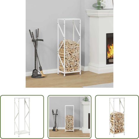 vidaXL Stockage de bûches - Portant de bois chauffage blanc 34x25x100 cm (1/5)