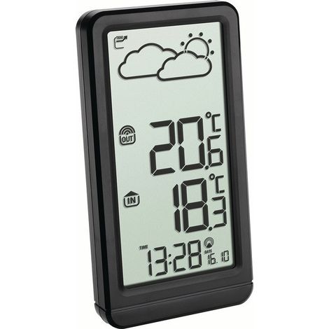 Stazione meteo H158xl83xP20 mm plastica nera per int. incl. emettitore