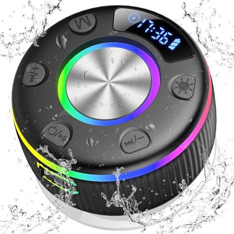 Wasserdichter Bluetooth-Duschlautsprecher mit FM-Radio, tragbarer Bluetooth-Lautsprecher mit HD-Surround-Sound, IPX