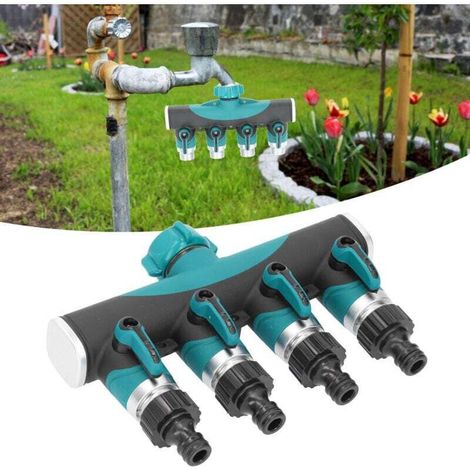 Répartiteur en 4 Voies, Séparateur de Tuyau, vanne métallique contrleur de Distribution d'eau connecteur, Distributeur pour l'irrigation du Jardin pour Jardin (1/4)