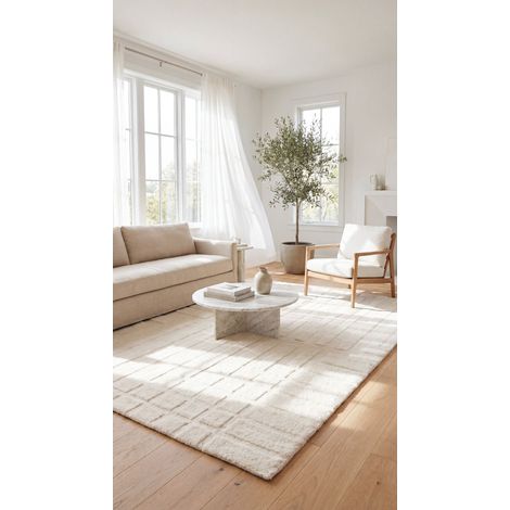 Tapis en laine Eternal Elegance - Tapis en laine  - 180x120cm, Rectangular - 100% Laine vierge - Tufté main - Blanc