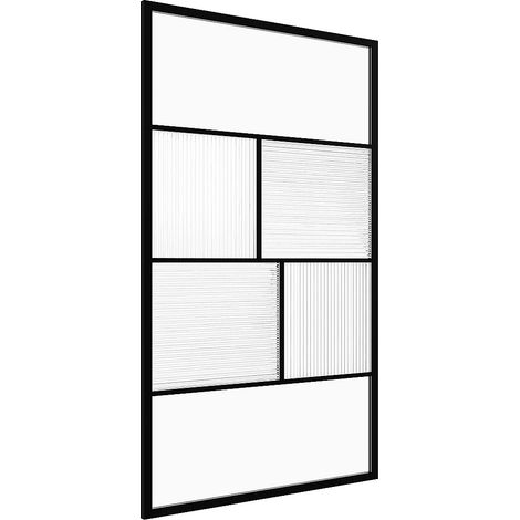 Paroi de douche à l'italienne sérigraphiée et texturée - Noir mat - 120 x 200 cm - SLOMENA (1/4)