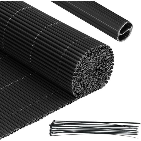 Randaco 80x500cm Brise-Vue PVC Effet Bambou pour Jardin et Balcon – Clôture Occultante, Pare-Vent, Brise-Vue Balcon, Clôture de Jardin Gris