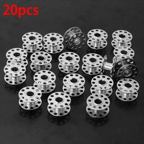 Bobines Canettes Métal pour Machine à Coudre - Lot de 20 - Argent (1/4)