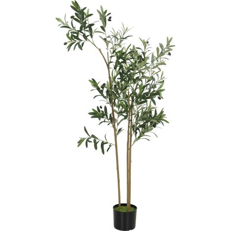 HOMCOM 148 cm Decorative Artificial Plant, Silk Olive Tree with 553 Leaves (1/5)