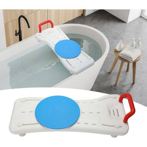 SWANEW Sedile da bagno sedia da bagno regolabile bianco-rosso fino a 150Kg 75cm con piattaforma girevole (1/5)