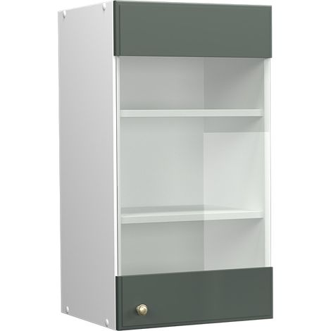 Küchenglasschrank Fame-Line, Grün-Gold Landhaus, 40 cm, Vicco