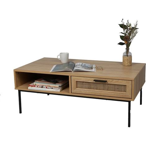 Table Basse Avec 1 Tiroir Romy Marron Five (1/2)
