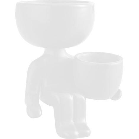 Pot En Céramique - Contenant Pour Plantes En Forme De Personnage Assis - Décor De Bureau Et Intérieur - 1 Pièce (1/5)