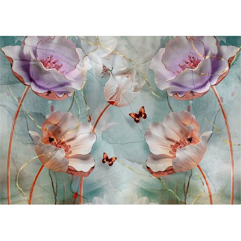 Papier peint panoramique - Fleurs 3D - 130 cm x 91 cm (1/2)