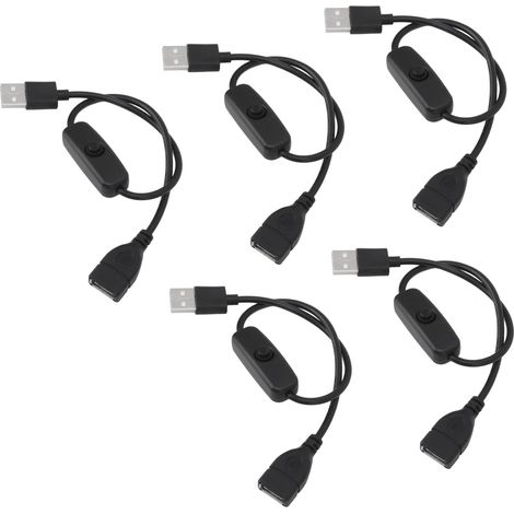 5x câble USB mâle femelle avec interrupteur à bouton 2 broches PVC rallonge pour caméra embarquée éclairage LED noir (1/5)