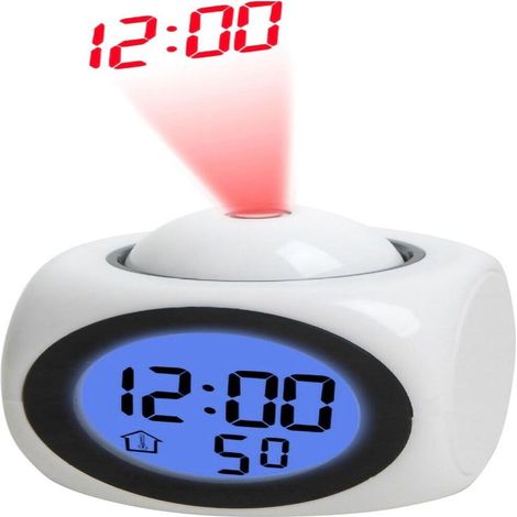 Réveil Numérique Avec Projection Plafond - Affichage Température Et Heure - Fonction Snooze Et Port USB - Format 12 24 Heures - 1 Pièce (1/5)
