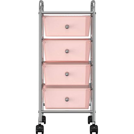 vidaXL Carrito de almacenaje portátil 4 cajones plástico rosa (1/2)